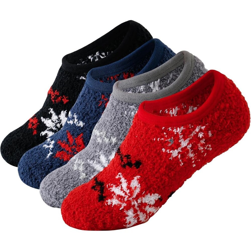 4/6 Pairs Cozy Winter Fuzzy Women Socks Grip Slippers Fluffy House Non Skid Micr